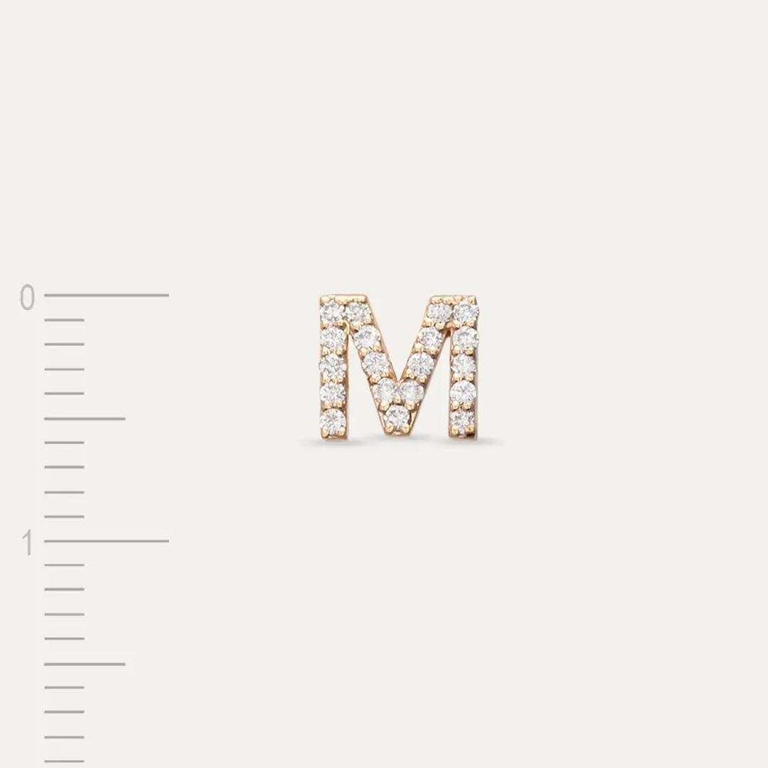 M Harf Pırlanta Taşlı Rose Altın Piercing