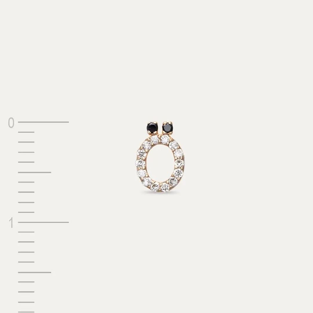 Ö Harf Pırlanta Taşlı Rose Altın Piercing