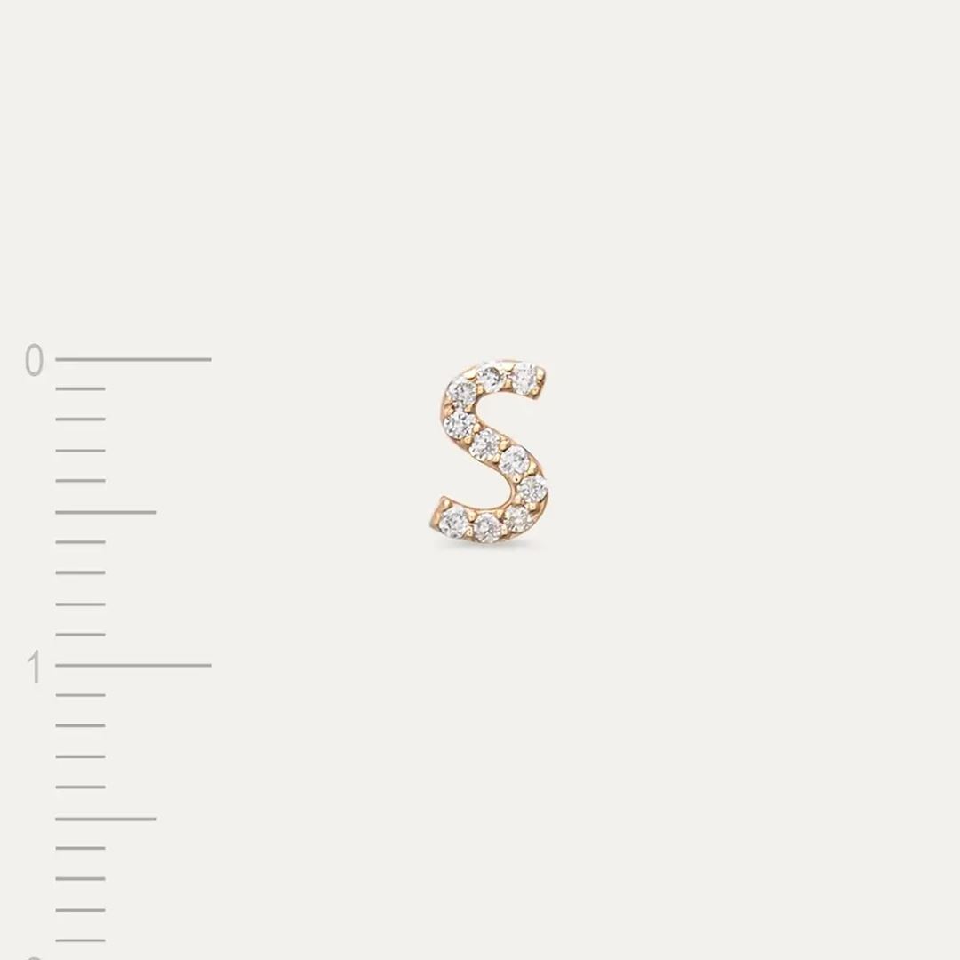S Harf Pırlanta Taşlı Rose Altın Piercing