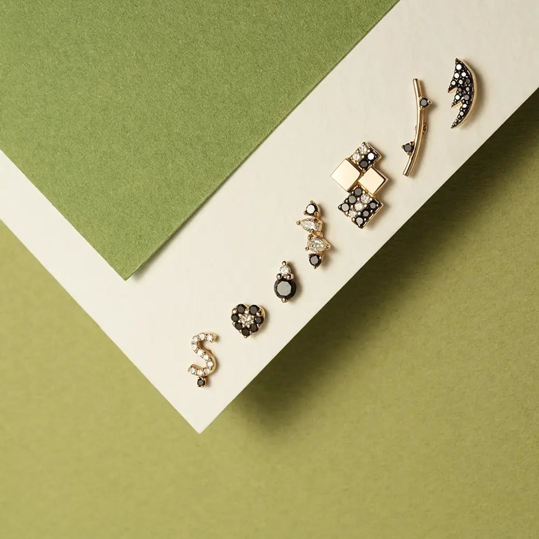 Ş Harf Pırlanta Taşlı Rose Altın Piercing