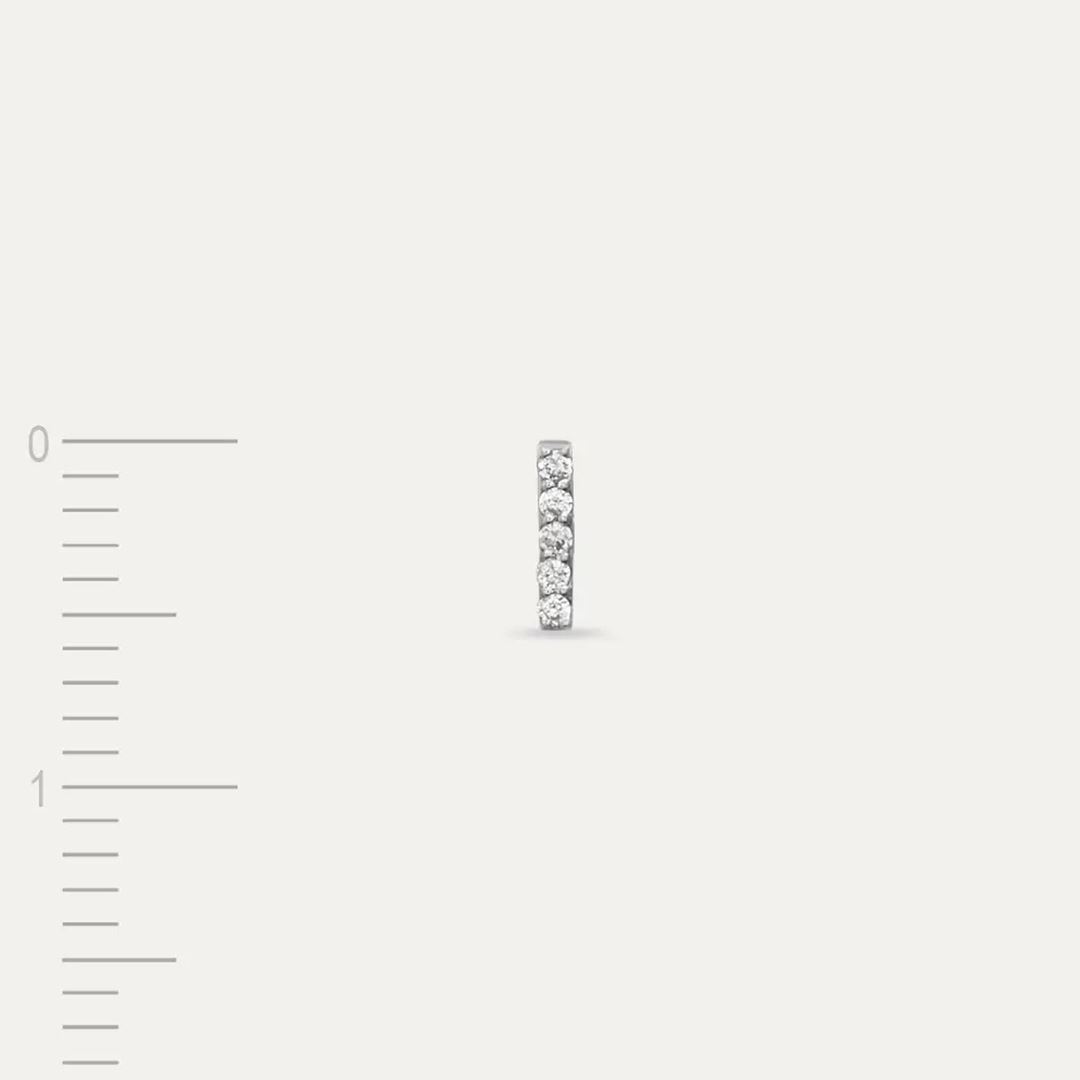 I Harf Pırlanta Taşlı Beyaz Altın Piercing