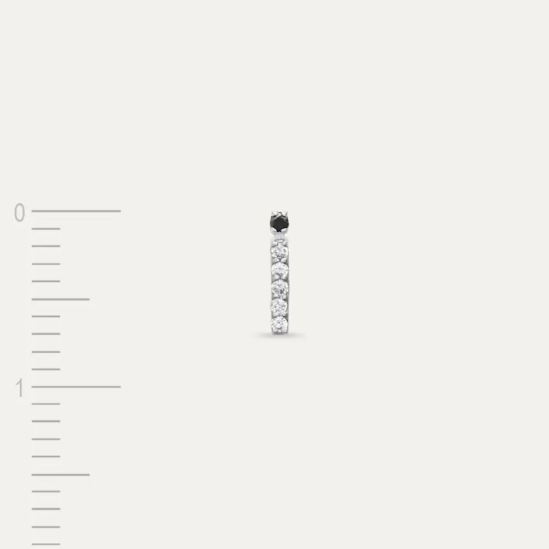 İ Harf Pırlanta Taşlı Beyaz Altın Piercing