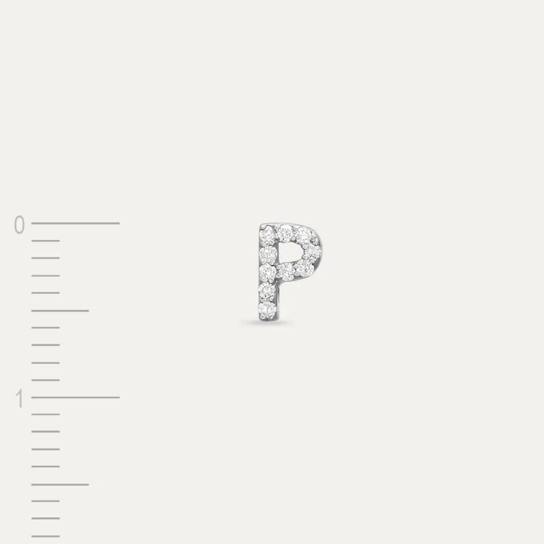 P Harf Pırlanta Taşlı Beyaz Altın Piercing