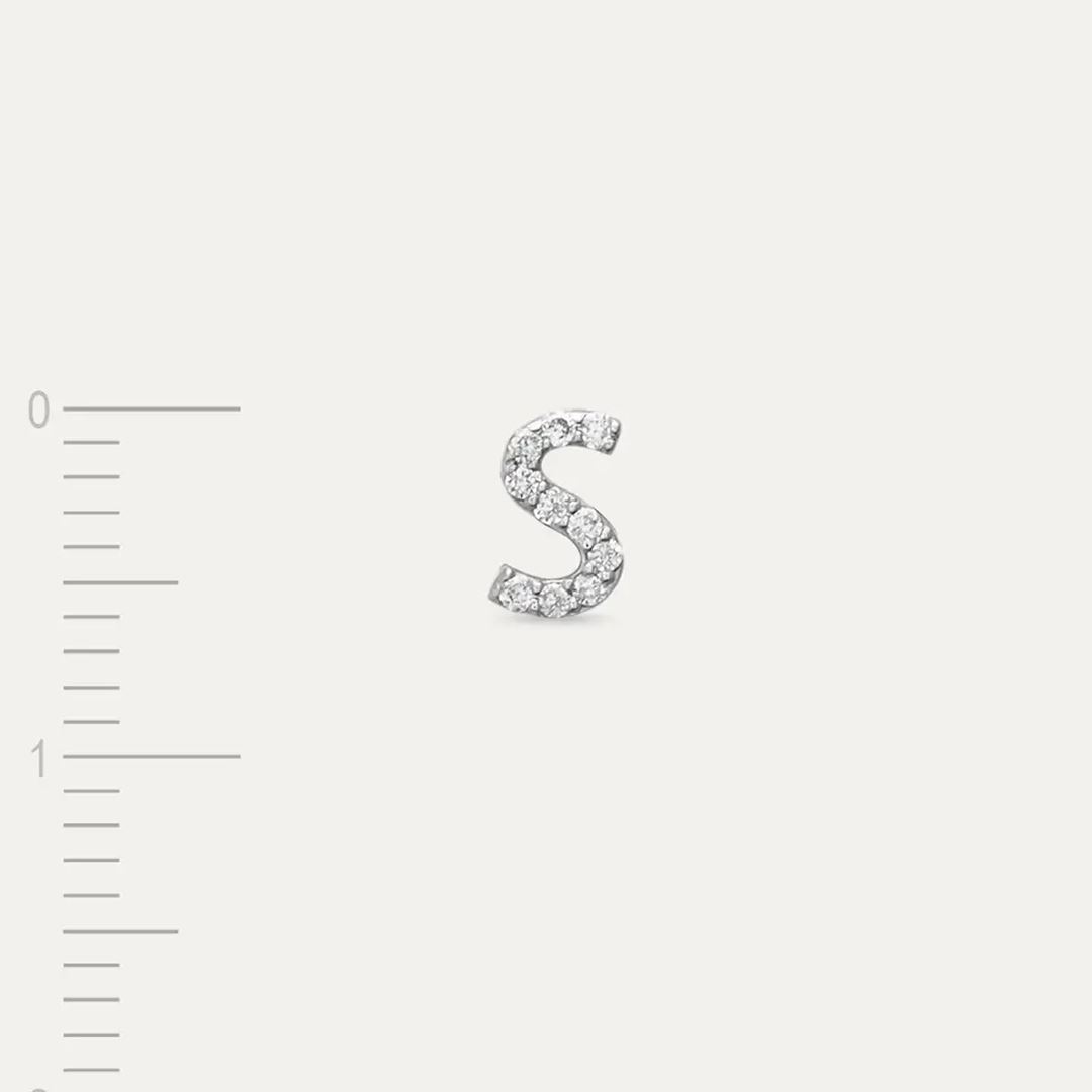 S Harf Pırlanta Taşlı Beyaz Altın Piercing