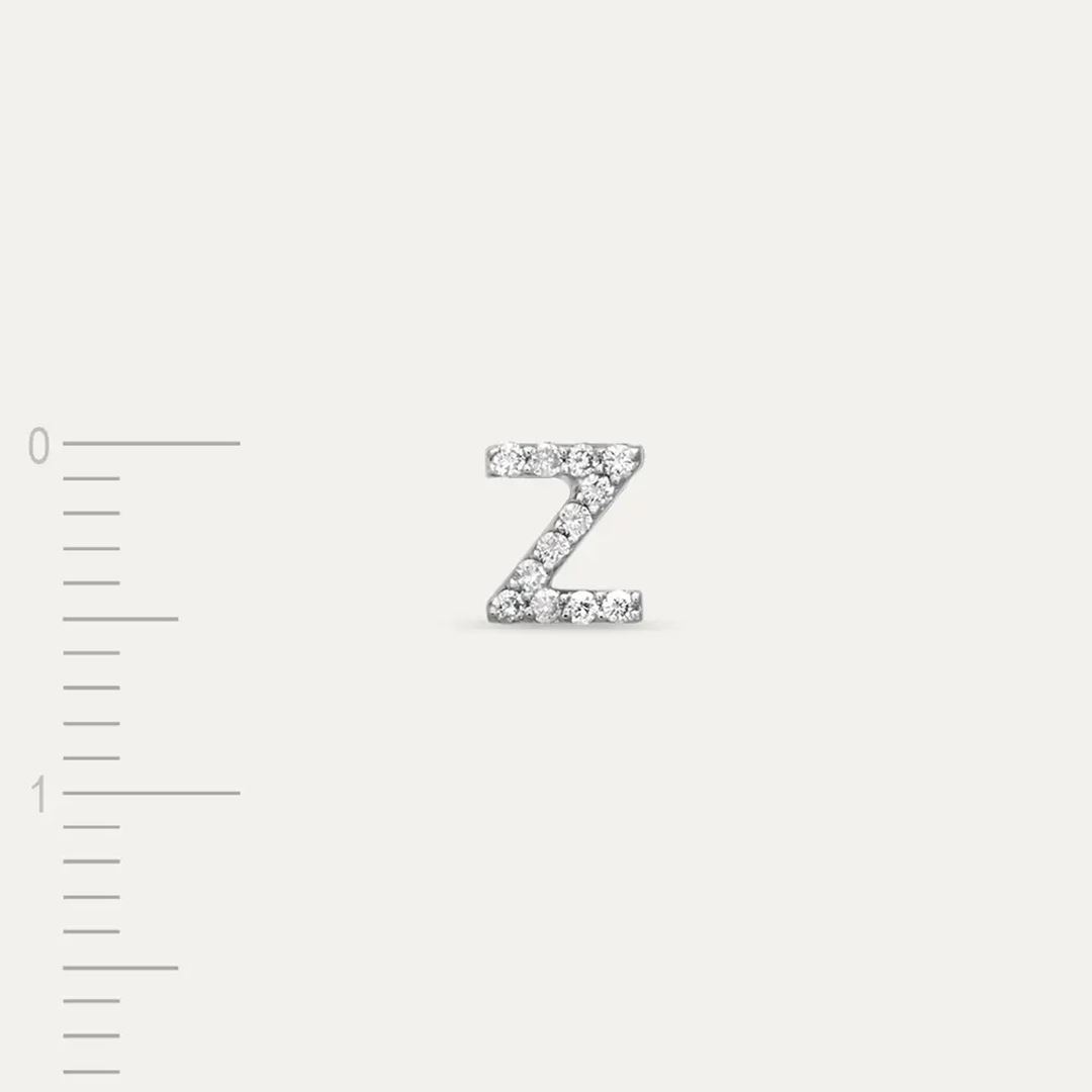 Z Harf Pırlanta Taşlı Beyaz Altın Piercing