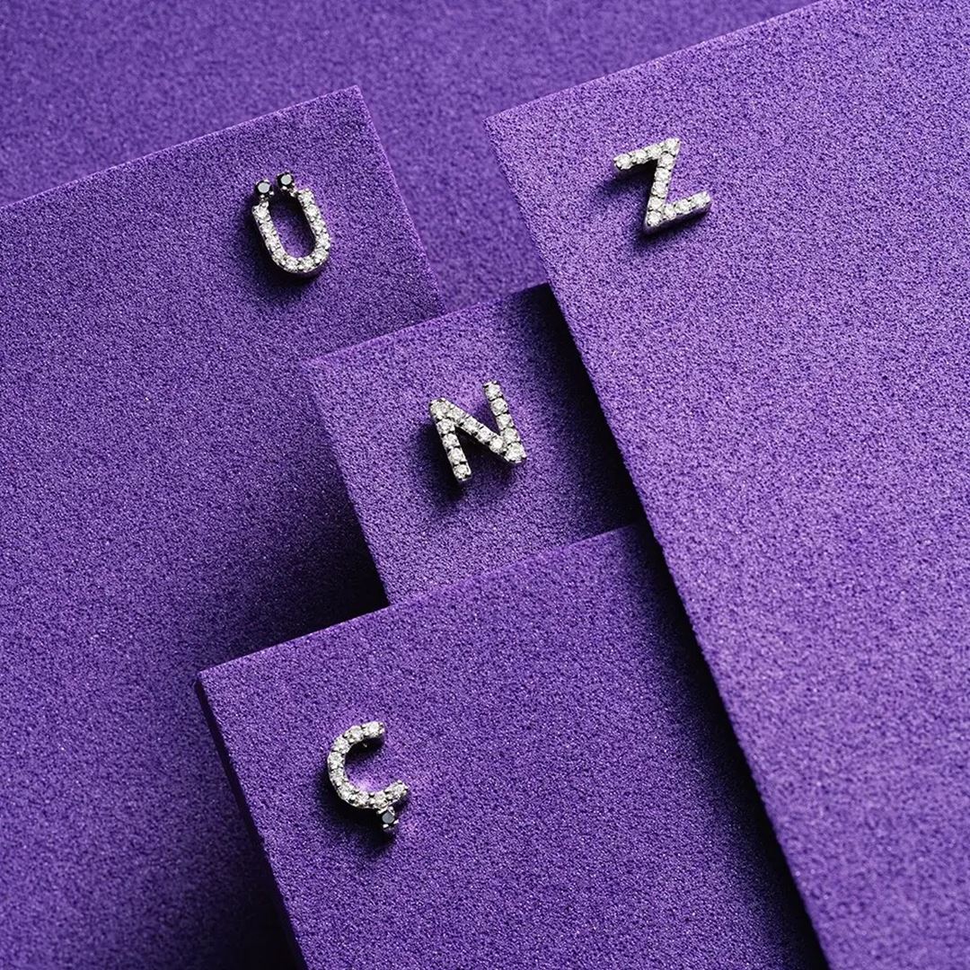 Z Harf Pırlanta Taşlı Beyaz Altın Piercing