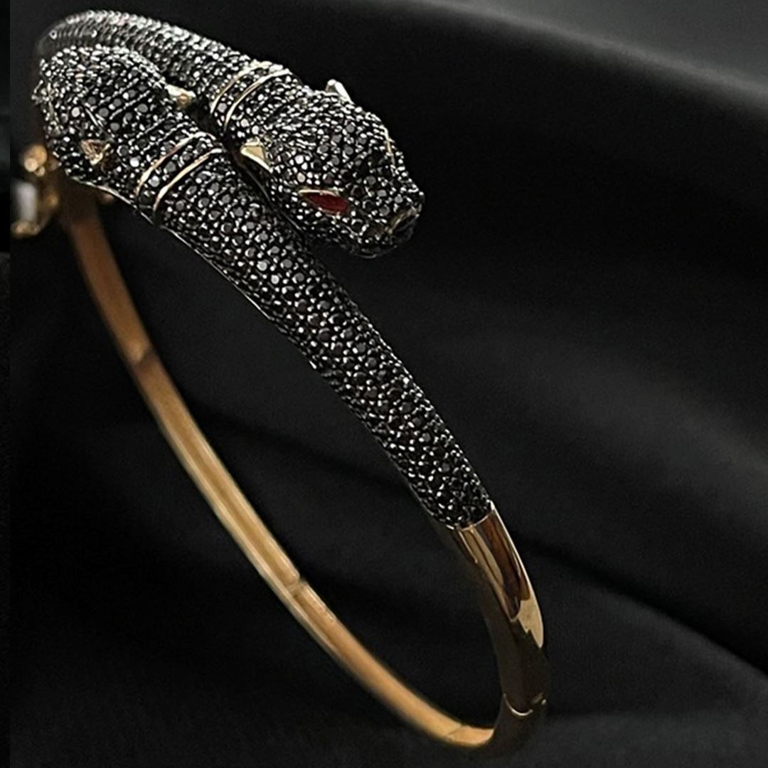 Siyah Taşlı Panter Bilezik BLZ0110