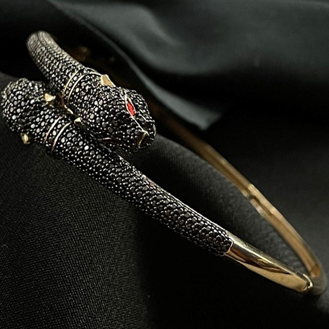 Siyah Taşlı Panter Bilezik BLZ0110