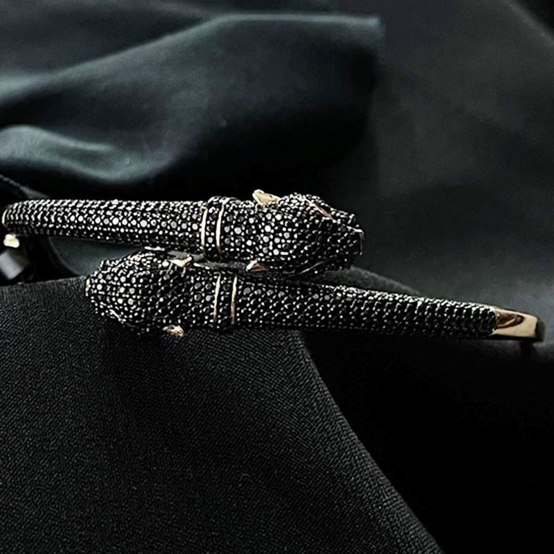 Siyah Taşlı Panter Bilezik BLZ0110