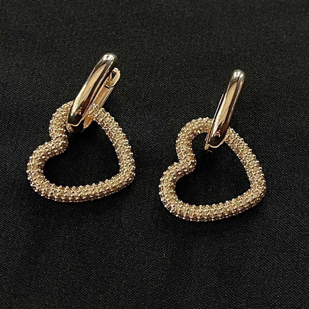 Özel Tasarım Taşlı Kalp Küpe KP0090