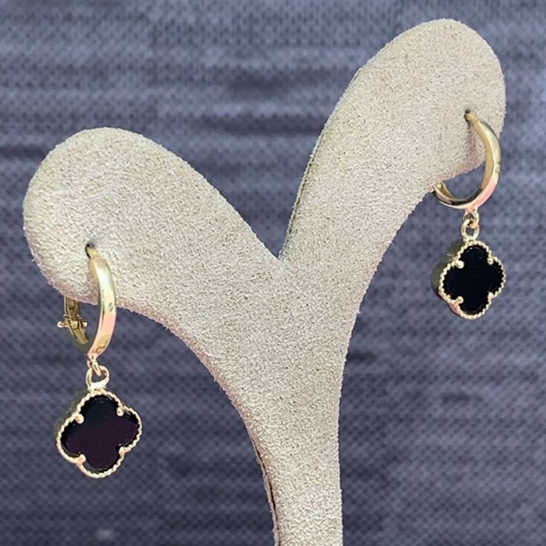 Siyah Onix Taşlı Küpe Y00655