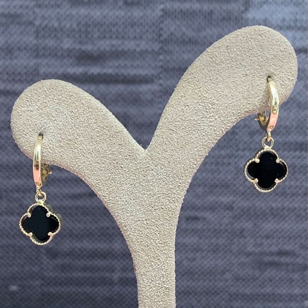 Siyah Onix Taşlı Küpe Y00655