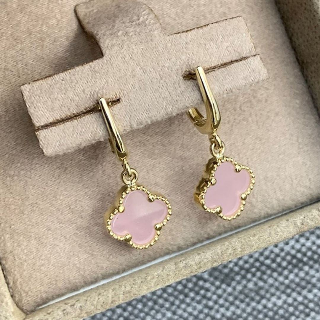 Pembe Taşlı Yonca Küpe Y00866