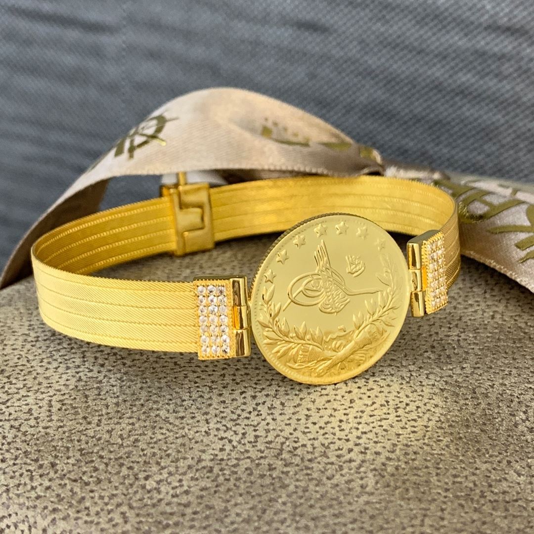 22 Ayar Altın Hasır Reşat Liralı Kelepçe 220006