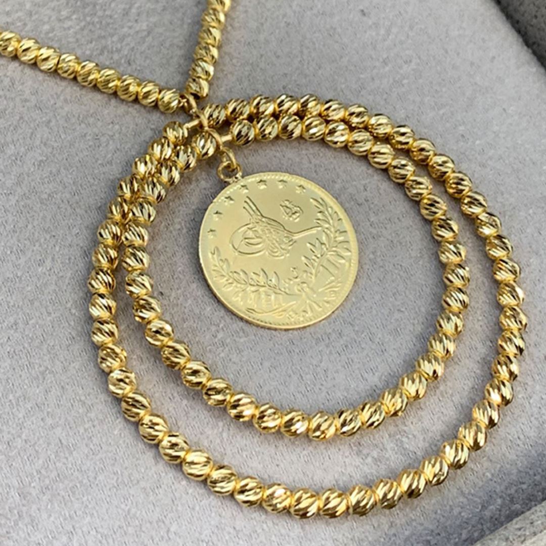 22 Ayar Dorika Toplu Tuğralı Kolye Y00339