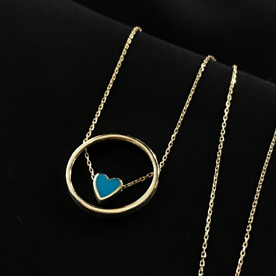 8 Ayar Kalpli Halka Kolye 8A0002