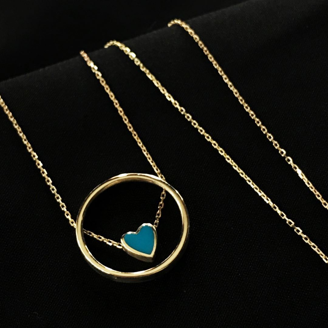 8 Ayar Kalpli Halka Kolye 8A0002