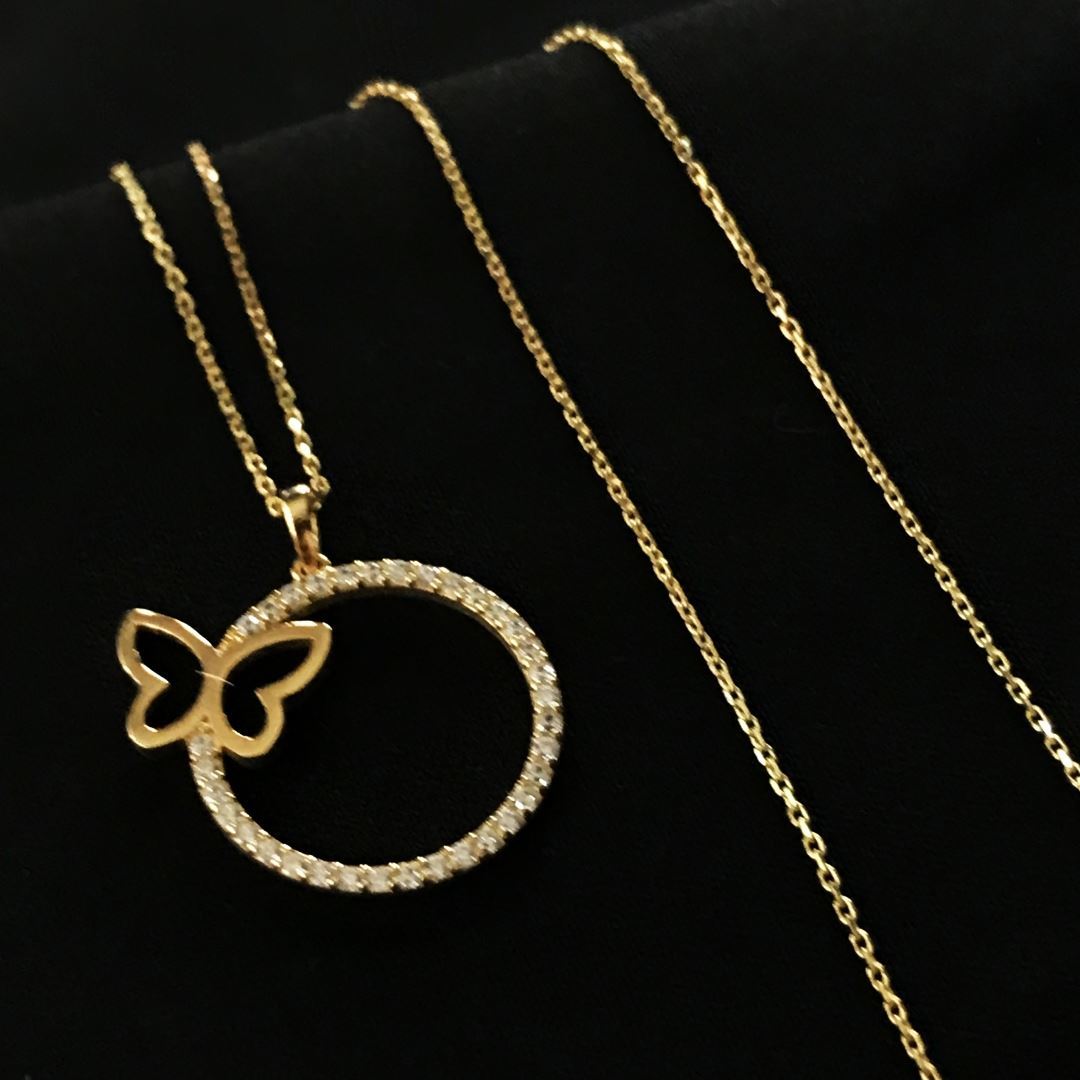 8 Ayar Halka Kelebek Kolye 8A0004