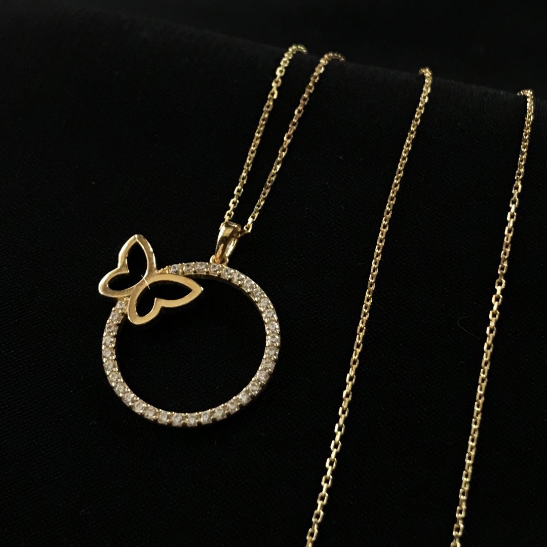 8 Ayar Halka Kelebek Kolye 8A0004