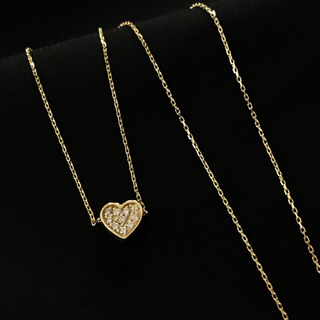 8 Ayar Taşlı Kalp Kolye 8A0007