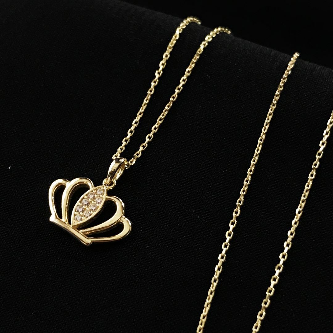 8 Ayar Taşlı Taç Kolye 8A0009