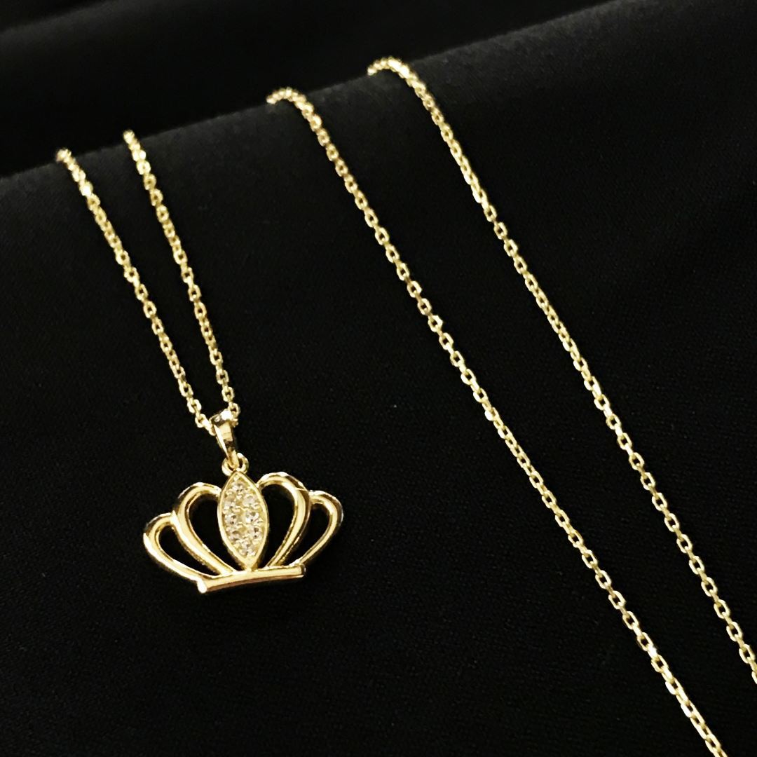 8 Ayar Taşlı Taç Kolye 8A0009