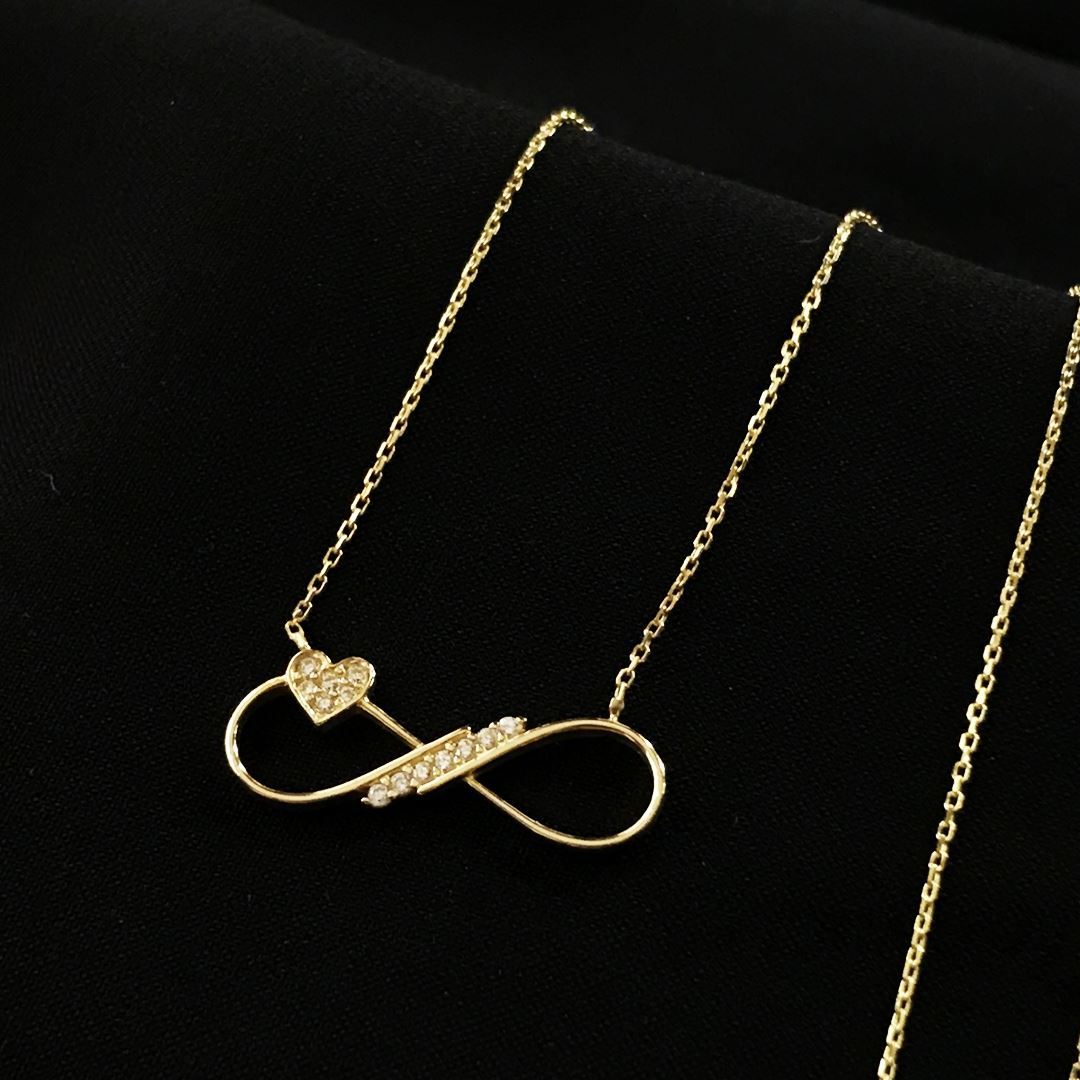 8 Ayar Kalp Sonsuzluk Kolye 8A0017