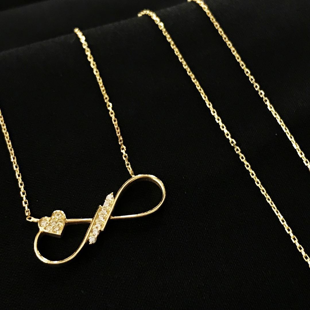 8 Ayar Kalp Sonsuzluk Kolye 8A0017