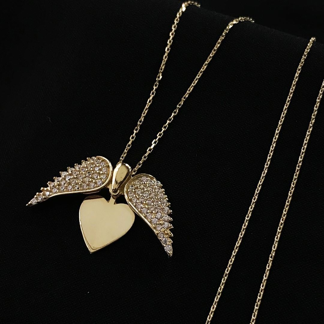 8 Ayar Harf Yazılabilen Kalp Kolye 8A0018