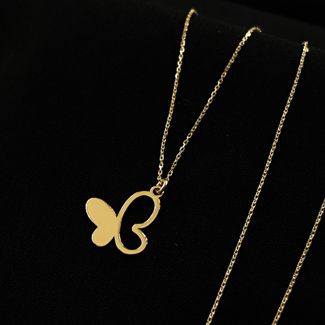 8 Ayar Sade Kelebek Kolye 8A0026