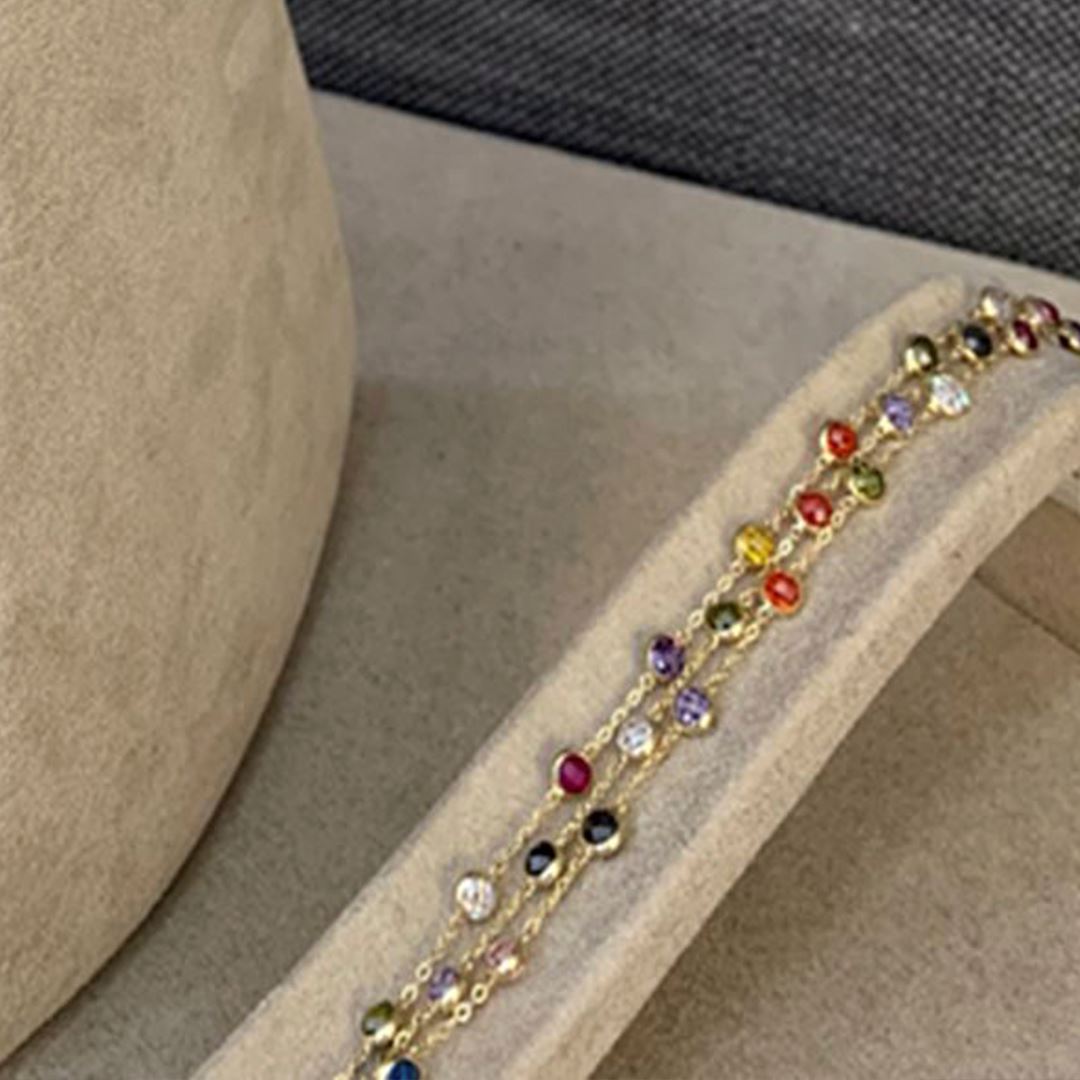 Renkli Taşlı Altın Takı Seti  Y00366