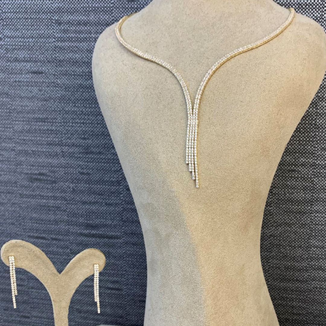 İki Sıra Su Yolu Altın Takı Seti  Y00379