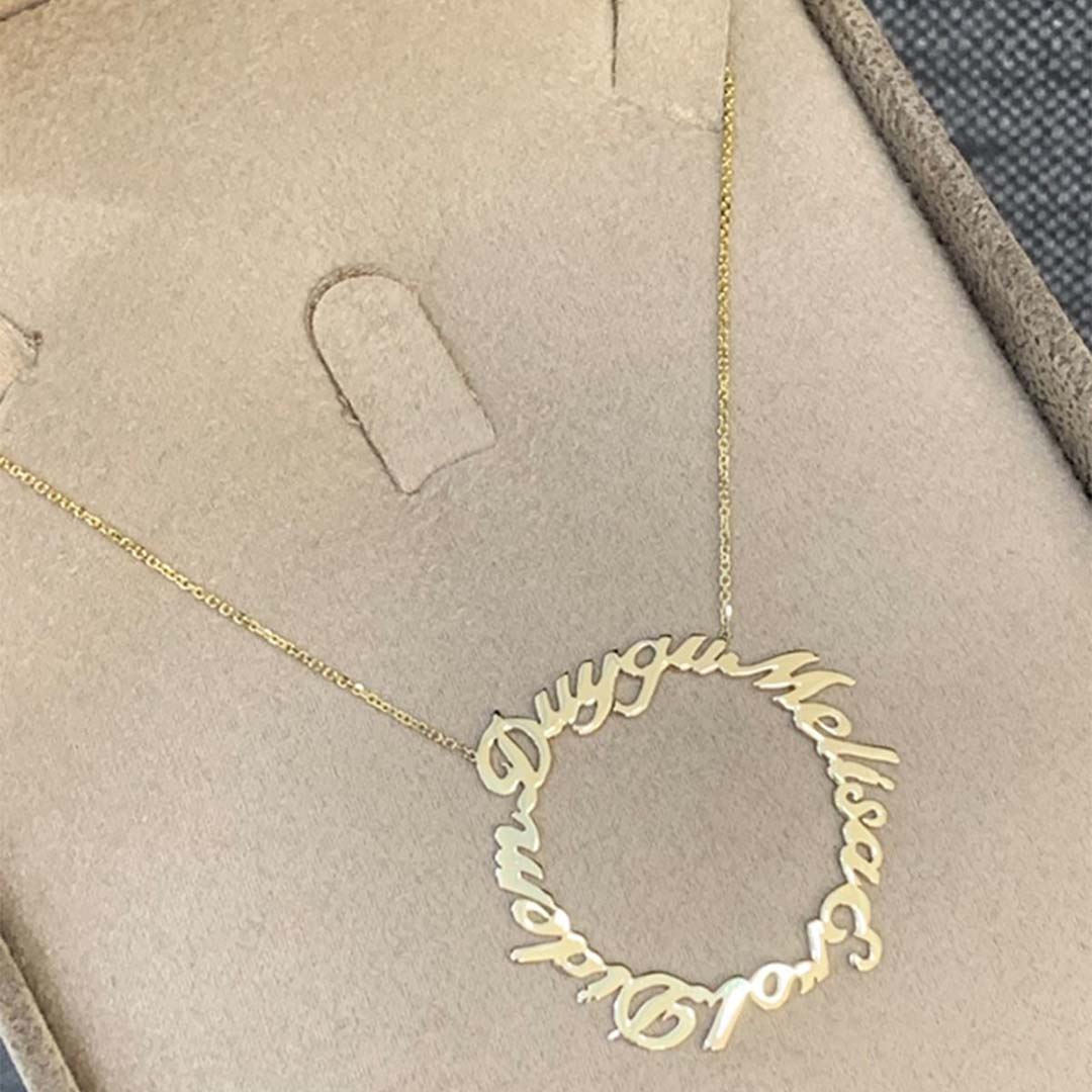 Halka İsim Altın Kolye KL0022