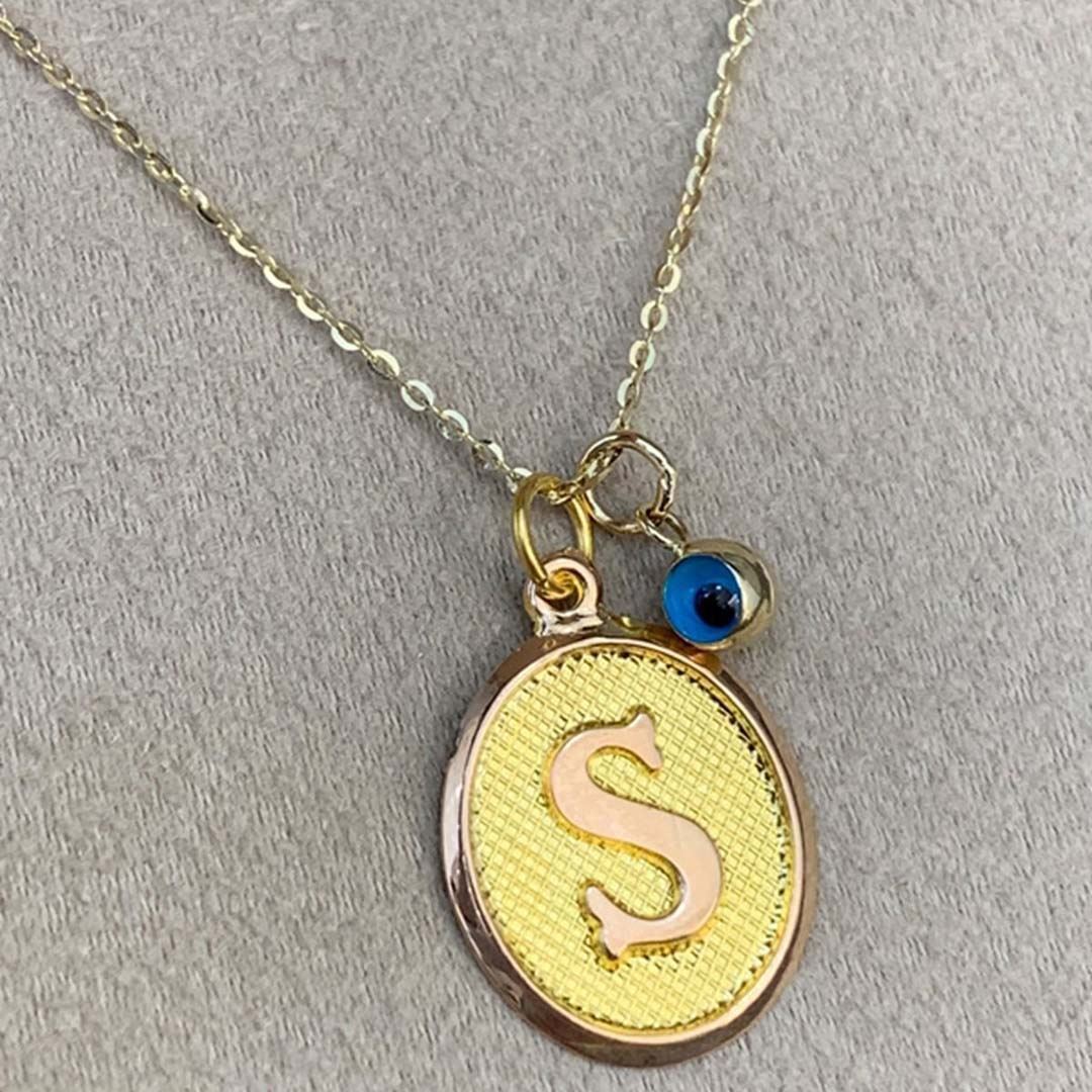 Nazar Boncuklu Harf Altın Kolye KL0027