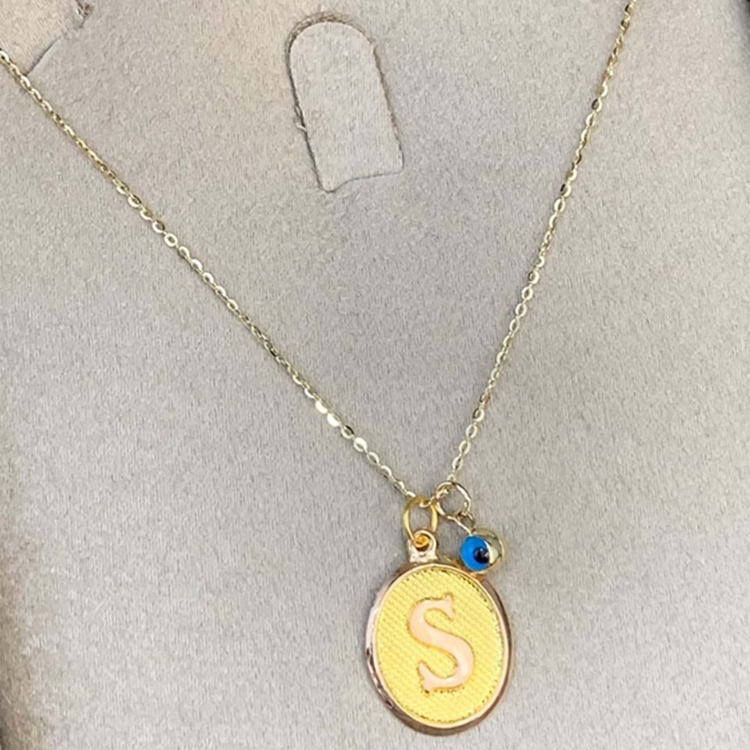 Nazar Boncuklu Harf Altın Kolye KL0027