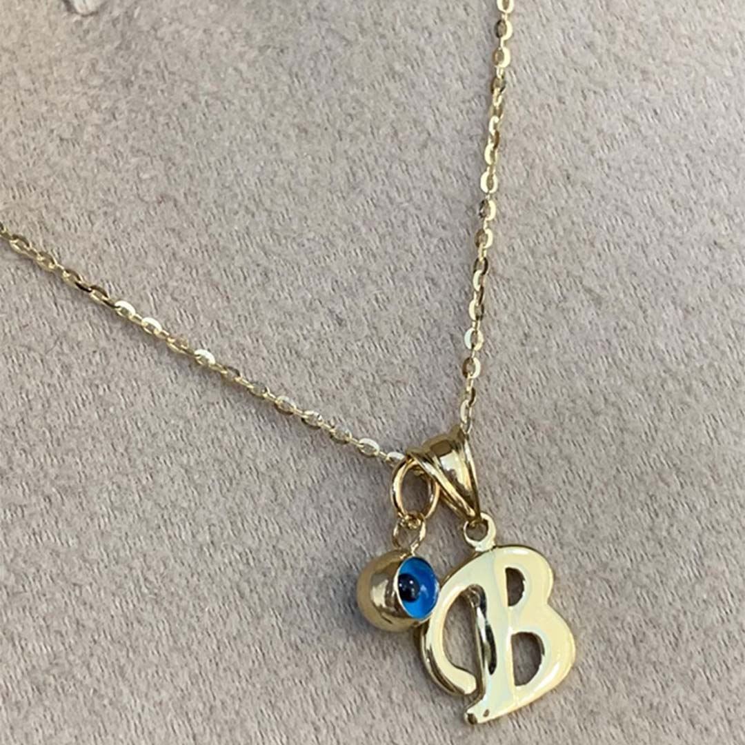 Nazar Boncuklu Harf  Altın Kolye KL0028