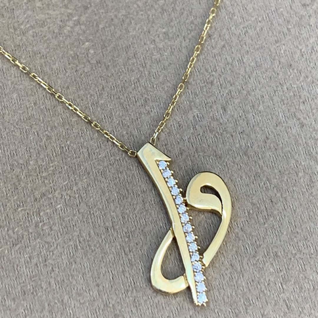 Vav Elif Altın Kolye KL0049