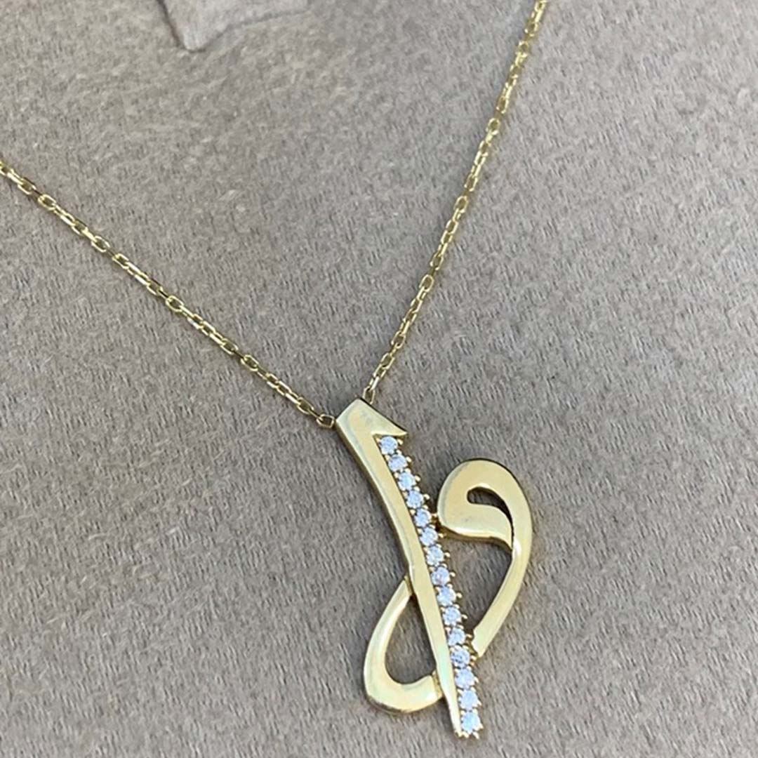 Vav Elif Altın Kolye KL0049