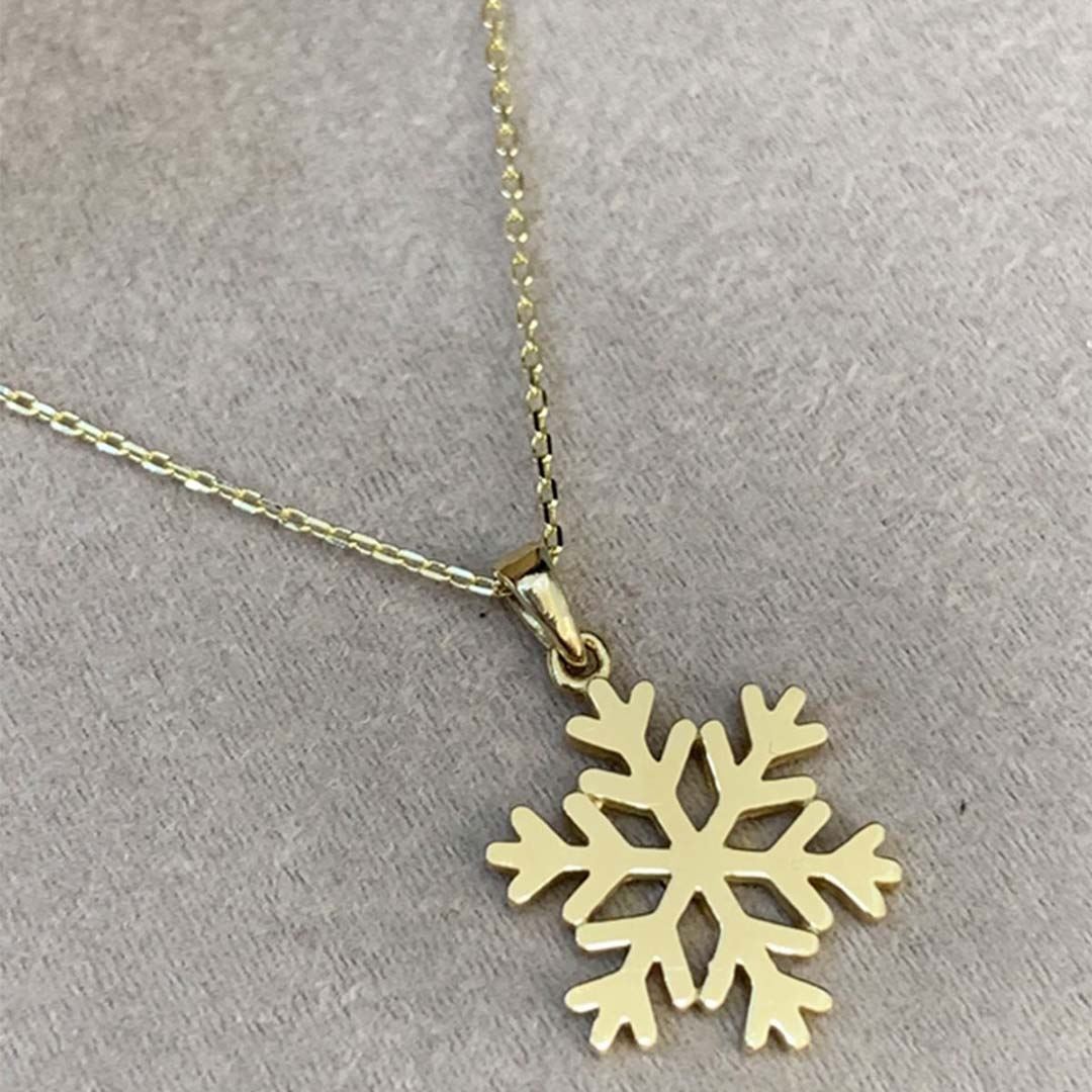 Taşsız Kar Tanesi Altın Kolye KL0055