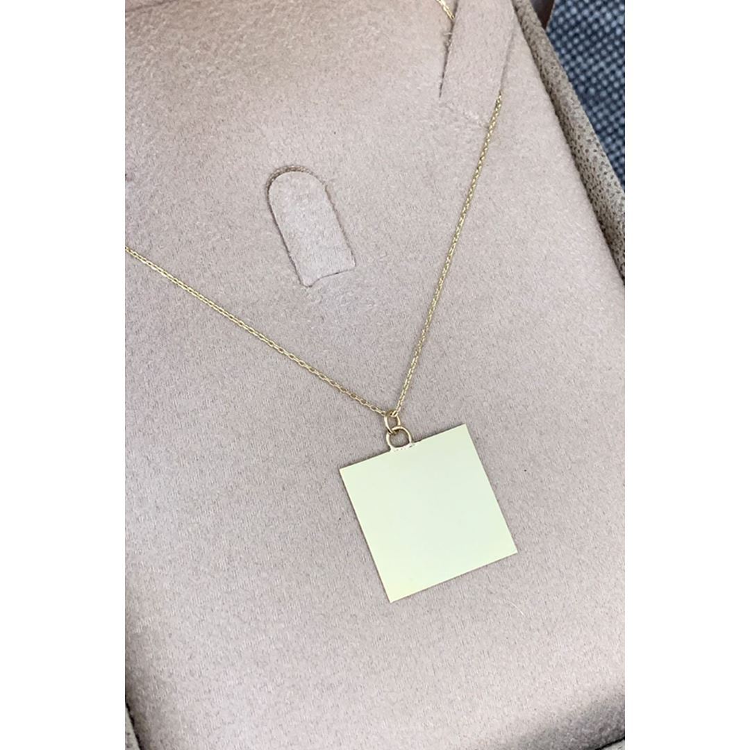 Kare Plaka Altın Kolye KL0175