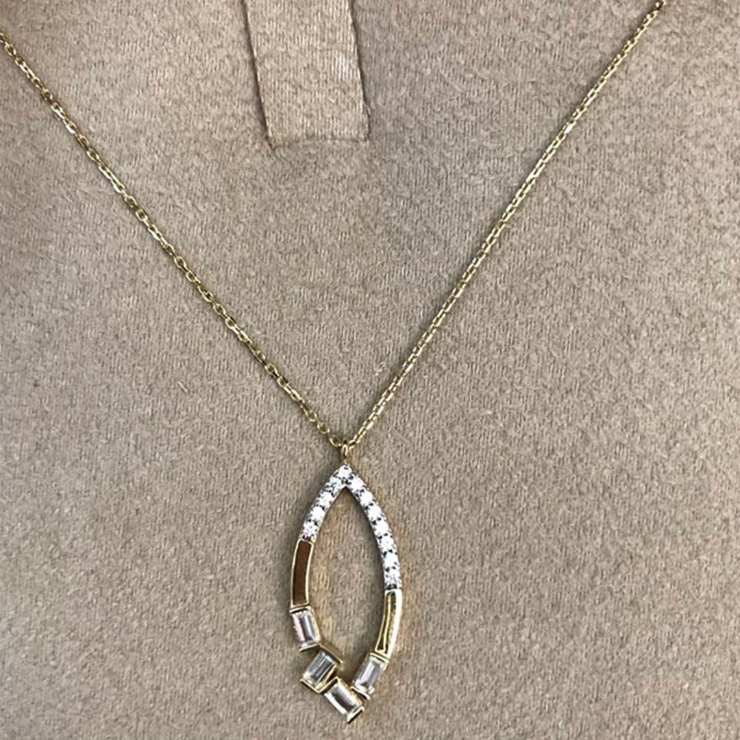 Baget Taşlı Altın Kolye KL0206