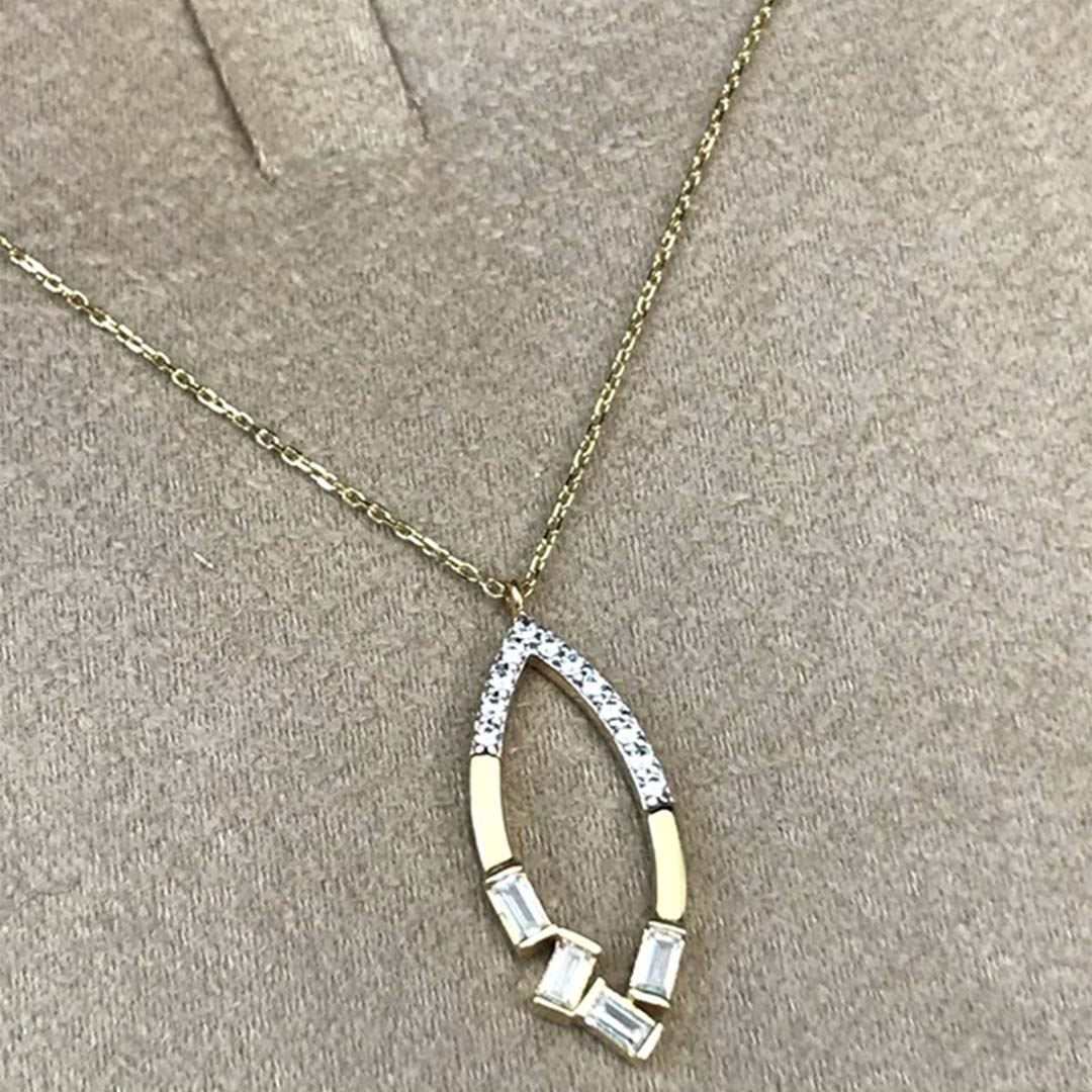 Baget Taşlı Altın Kolye KL0206