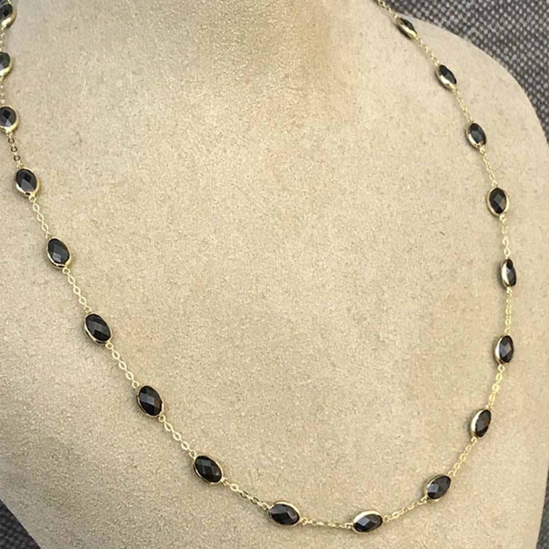 Siyah Taşlı Tiffany Zincir KL0210