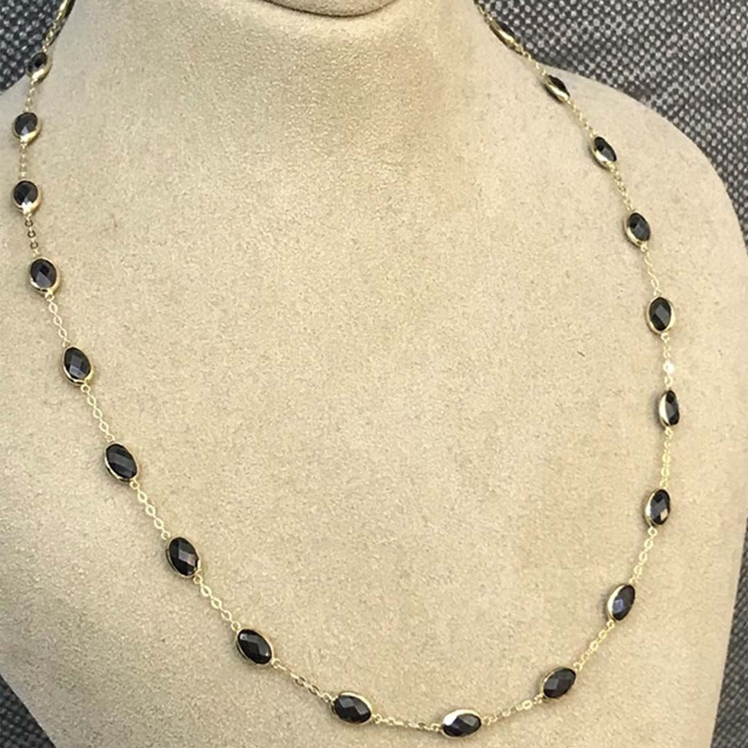 Siyah Taşlı Tiffany Zincir KL0210