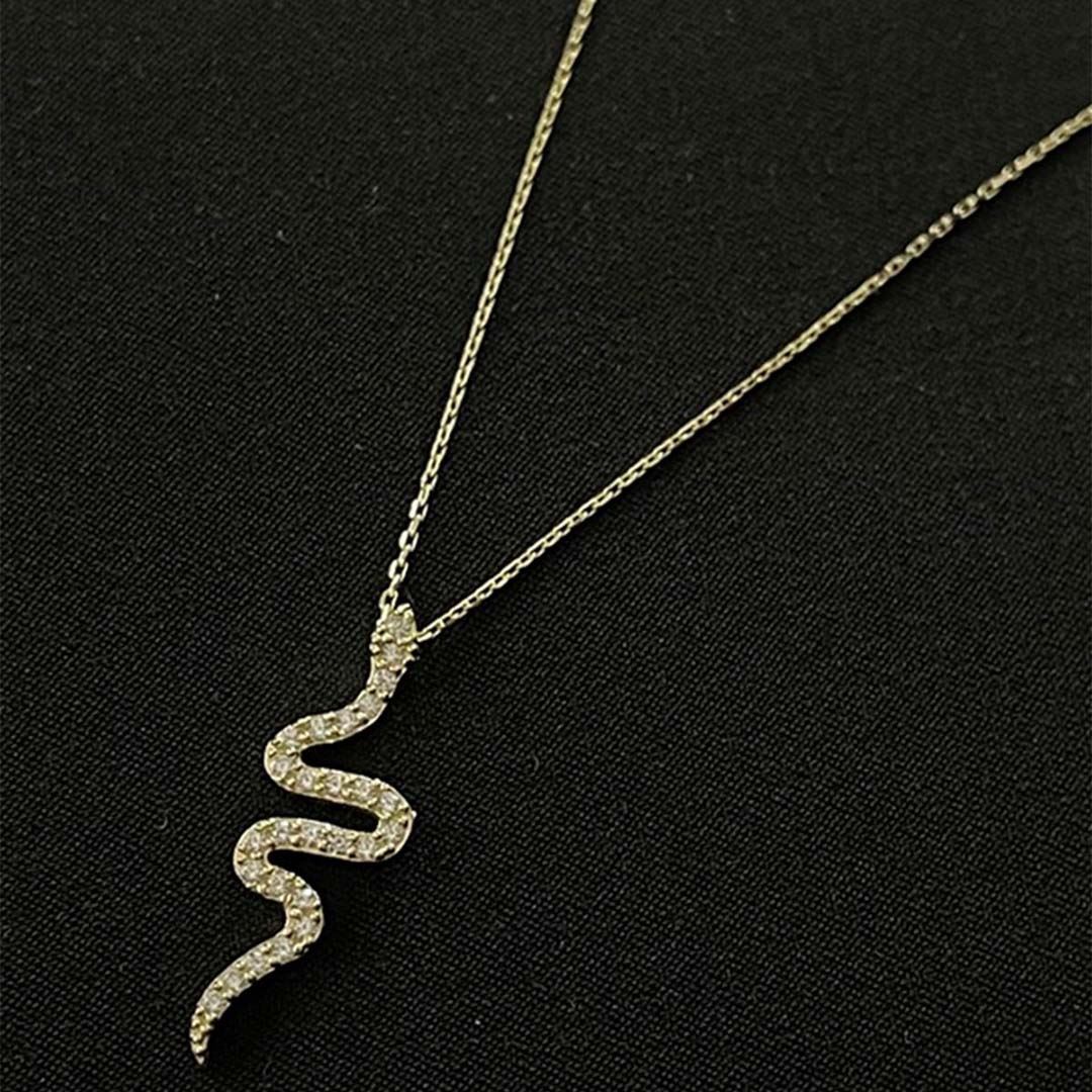 Minimal Taşlı Yılan Kolye KL0224
