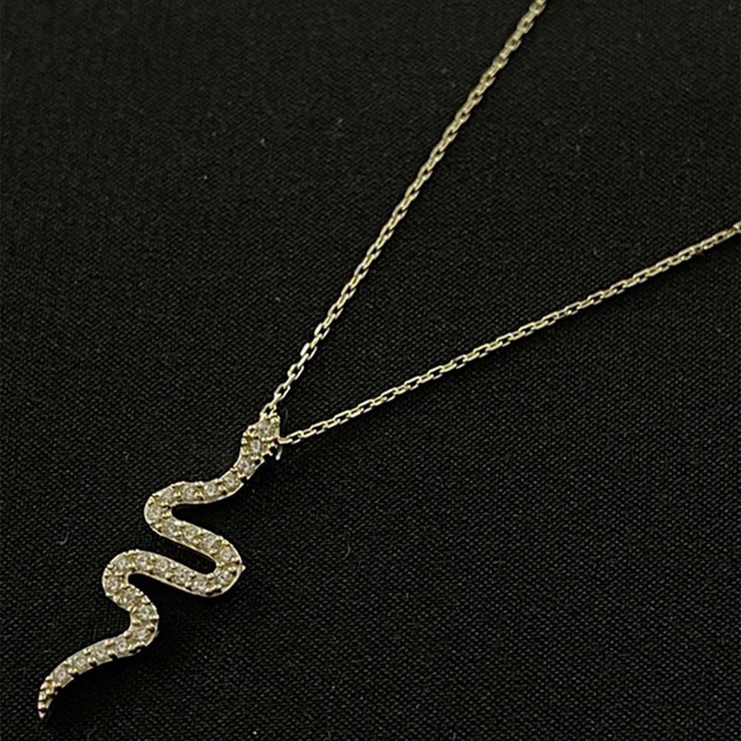 Minimal Taşlı Yılan Kolye KL0224