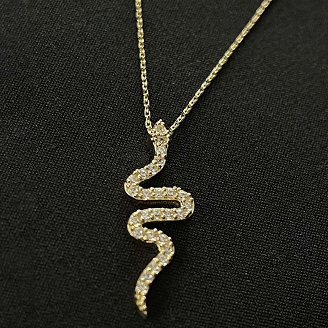 Minimal Taşlı Yılan Kolye KL0224