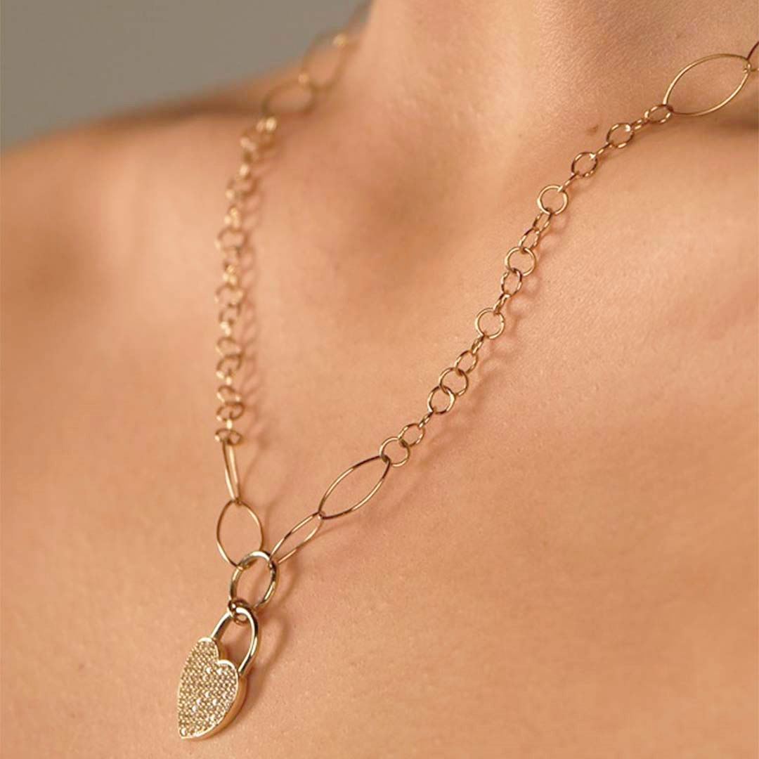 Kalp Detaylı Kilit Kolye KL0255