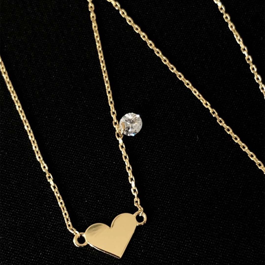 Taşlı Kalp Kolye KL0266