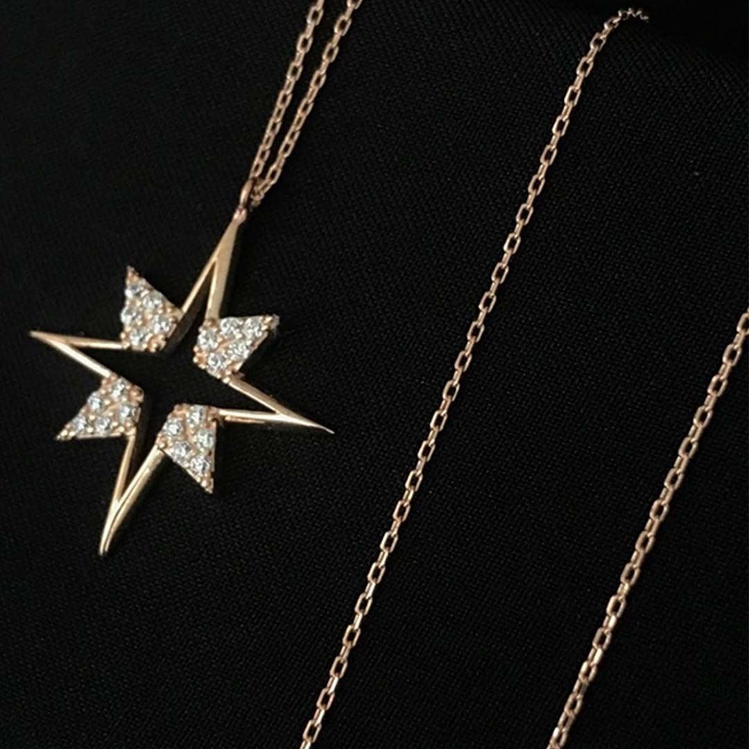 Taş Detaylı Yıldız Kolye KL0285